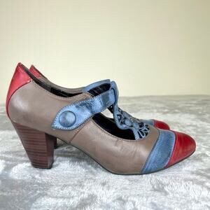 French Blu Womens Pumps Sz 40 Whimsigoth Mary Jane Heels Victorian Witch Chunky